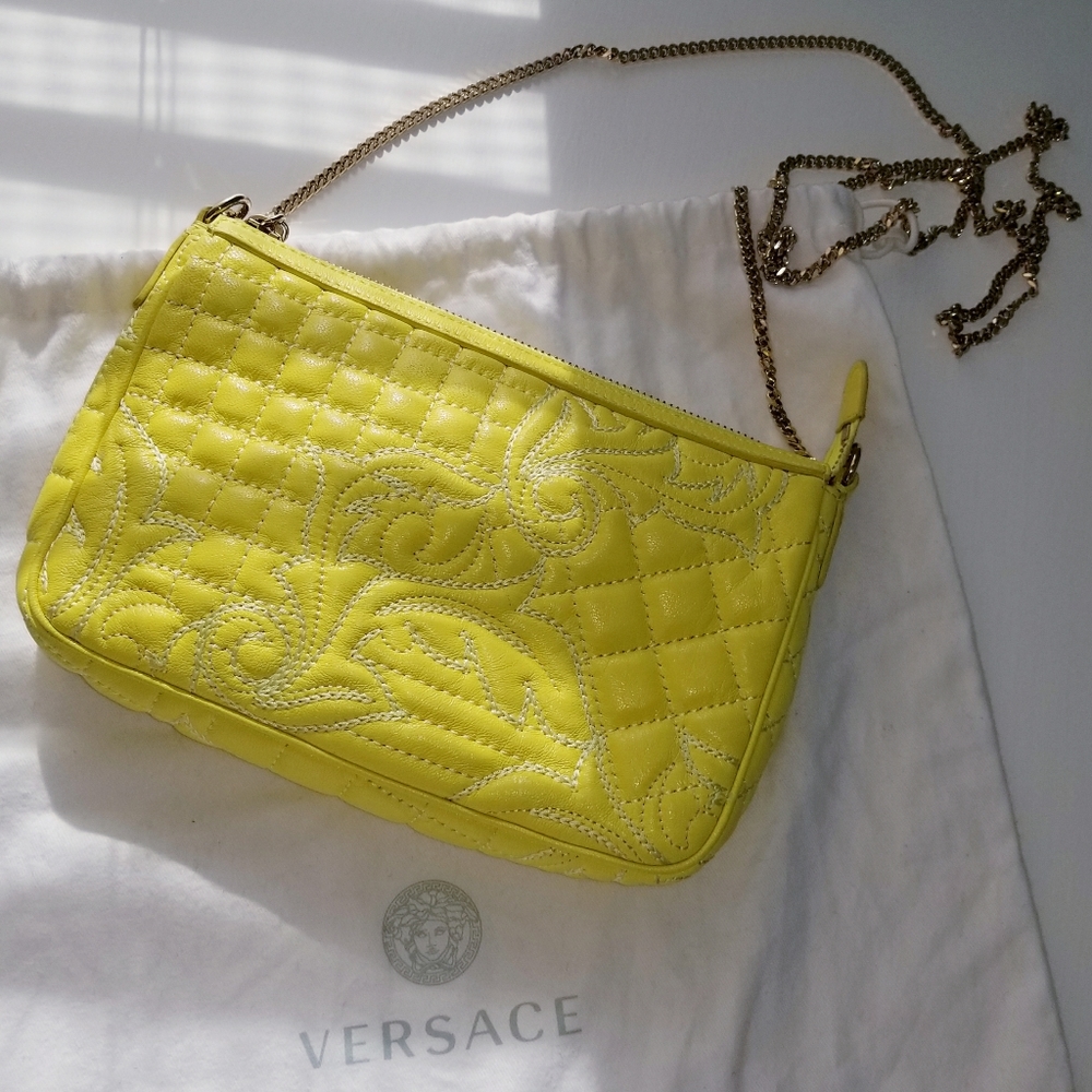 Versace Yellow Quilted Shoulder Bag